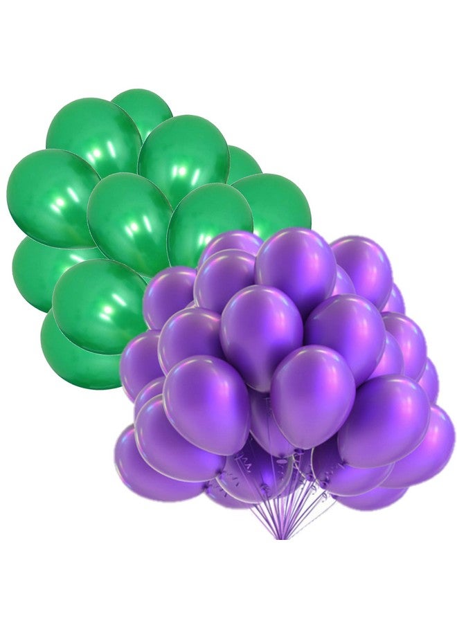 بالونات لاتكس معدنية باللونين الأرجواني والأخضر من DUL DUL لتزيين أعياد الميلاد والحفلات، 50 قطعة - عبوة من 25 بالونة معدنية باللونين الأرجواني والأخضر / حفلات استقبال المولود، مجموعة من (50 بالونًا باللونين الأرجواني والأخضر)