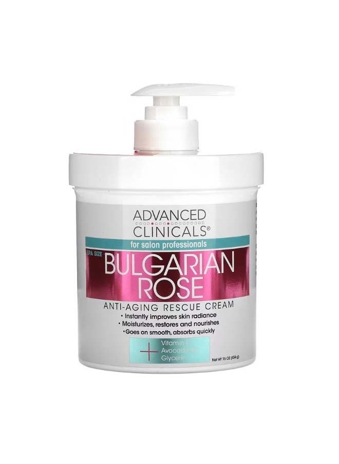 Advanced Clinicals Anti Aging Rescue Cream Bulgarian Rose 16 oz 454 g  - Image 1