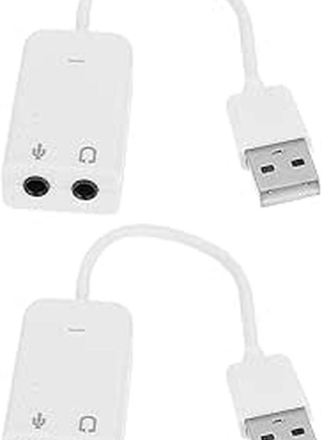 قطعتان من محول بطاقة الصوت الخارجي USB مع مدخل الميكروفون ومخرج سماعات الرأس، جاهز للاستخدام الفوري للحواسيب المحمولة والمكتبية - Image 1