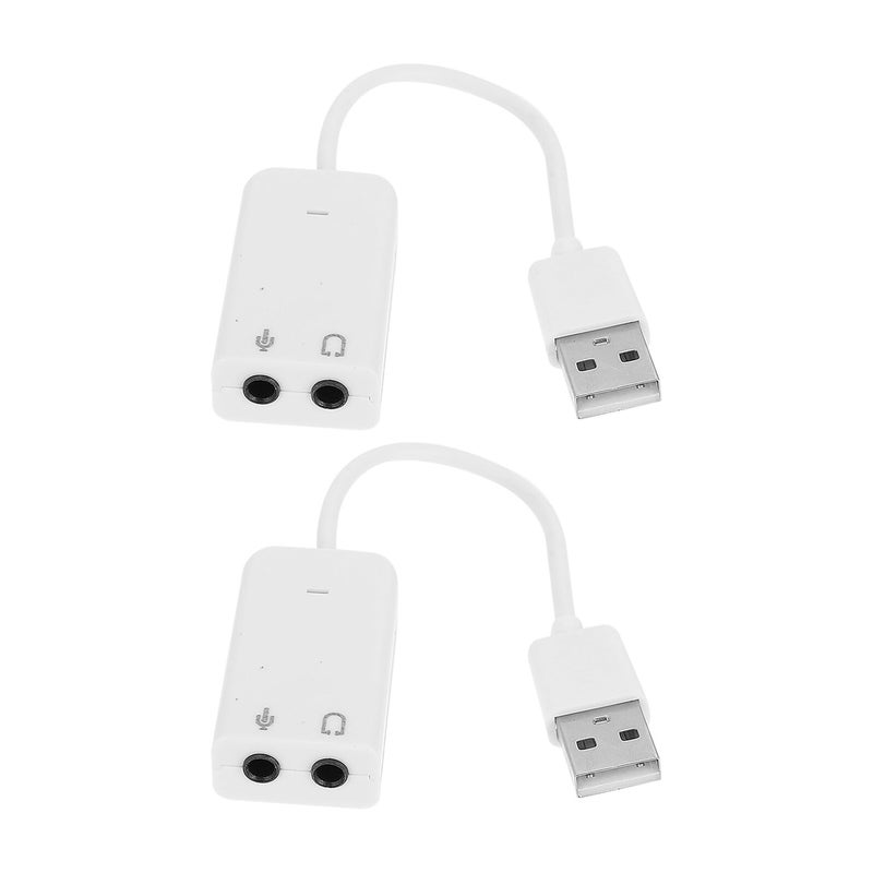 قطعتان من محول بطاقة الصوت الخارجي USB مع مدخل الميكروفون ومخرج سماعات الرأس، جاهز للاستخدام الفوري للحواسيب المحمولة والمكتبية - Image 2