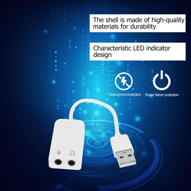 قطعتان من محول بطاقة الصوت الخارجي USB مع مدخل الميكروفون ومخرج سماعات الرأس، جاهز للاستخدام الفوري للحواسيب المحمولة والمكتبية - Image 5