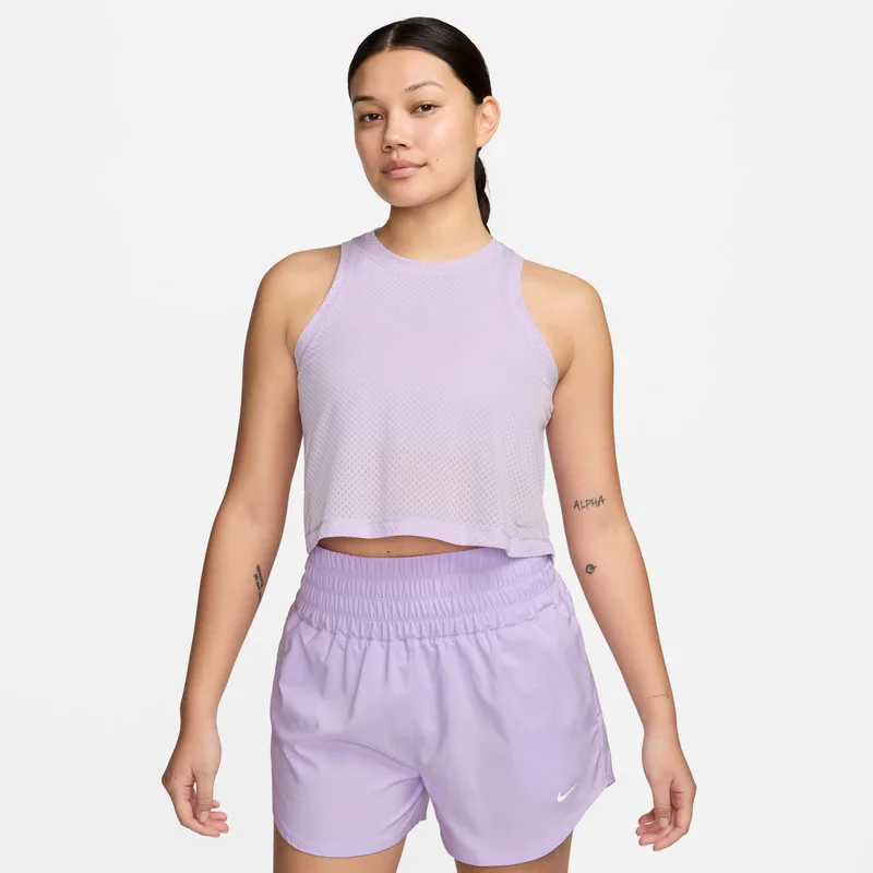 Nike Purple Women's One Classic Breathe Dri-FIT Cropped Tank Top for Women | Best Price UAE