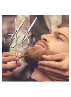 SYOSI Eyebrow Scissors Small Scissors Nose Hair Scissors for Hair Eyebrows Nose Hair Beard Eyelashes Cuticle Stainless Steel Fine Straight Tip Nose Hair Scissors 1 round 1 pointed head  - Image 3