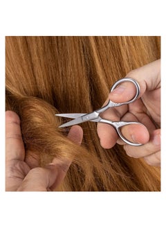 SYOSI Eyebrow Scissors Small Scissors Nose Hair Scissors for Hair Eyebrows Nose Hair Beard Eyelashes Cuticle Stainless Steel Fine Straight Tip Nose Hair Scissors 1 round 1 pointed head  - Image 5