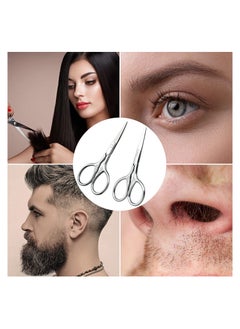 SYOSI Eyebrow Scissors Small Scissors Nose Hair Scissors for Hair Eyebrows Nose Hair Beard Eyelashes Cuticle Stainless Steel Fine Straight Tip Nose Hair Scissors 1 round 1 pointed head  - Image 2