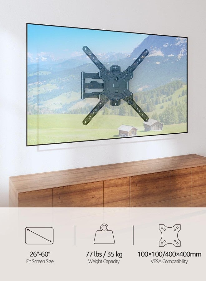 MOUNTUP Full Motion TV Wall Mount for Most 26-60 Inch TVs, Max VESA 400x400mm Wall Mount TV Bracket with Swivel Tilting Extension Level Adjustment for LED LCD Flat Curved TVs Up to 77 LBS, MU0018 - Image 4