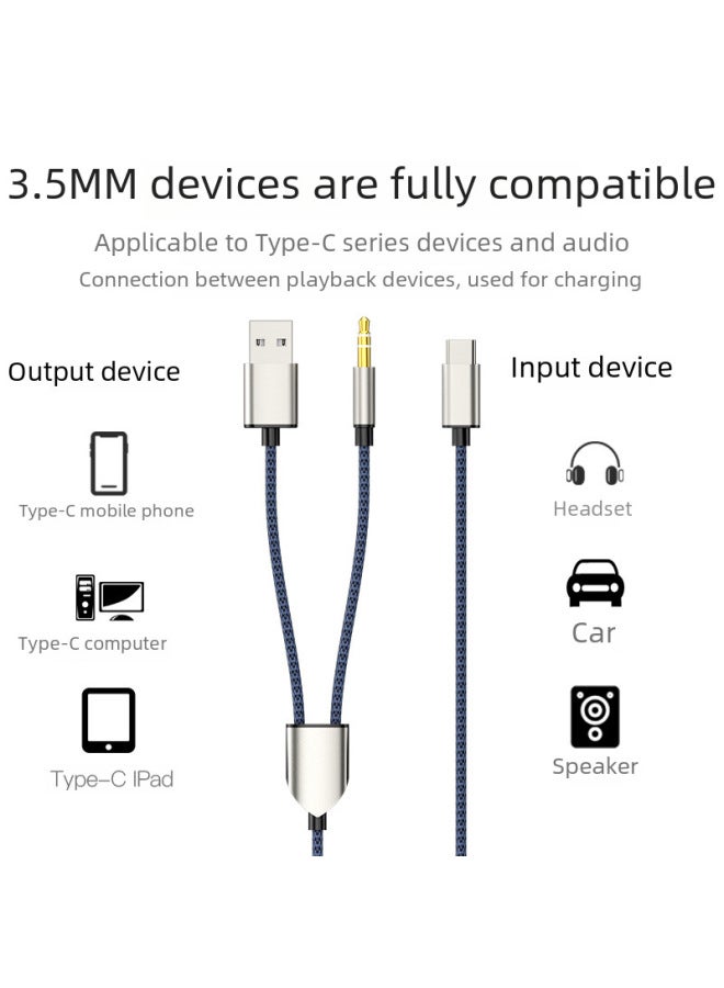 Neutral One-to-two Audio Charging Cable Type-c Car Usb 3.5mmaux Audio Charging Cable Two-in-one Cable - Image 4