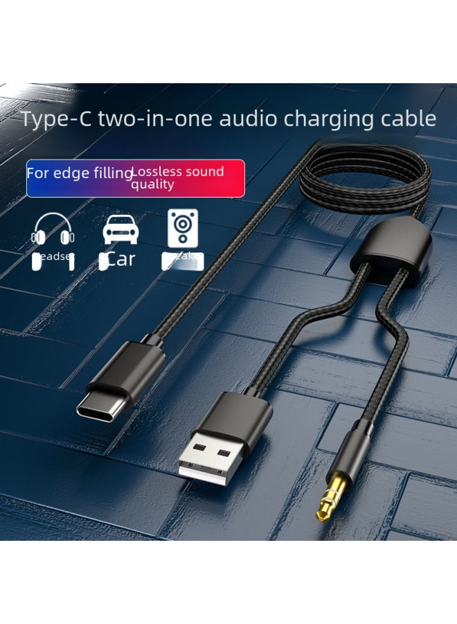 Neutral One-to-two Audio Charging Cable Type-c Car Usb 3.5mmaux Audio Charging Cable Two-in-one Cable - Image 2
