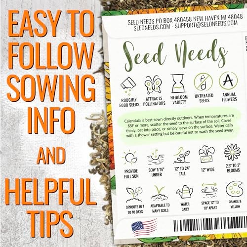 Seed Needs Calendula Seeds Pacific Beauty Mix | 5,000+ Seeds Calendula Officinalis Non-GMO Annual | Large Orange Yellow Blooms Garden Variety Favorite | Bulk Wildflower Seed - Image 2