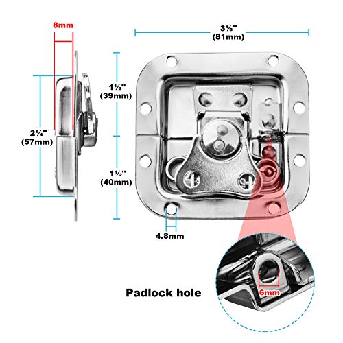 GBGS 8 Pack Recessed Road Case Latch,Spring Loaded Butterfly Twist Latch for Flight Case,PA DJ Rack Equipment,3-1/8"x 3" - Image 3