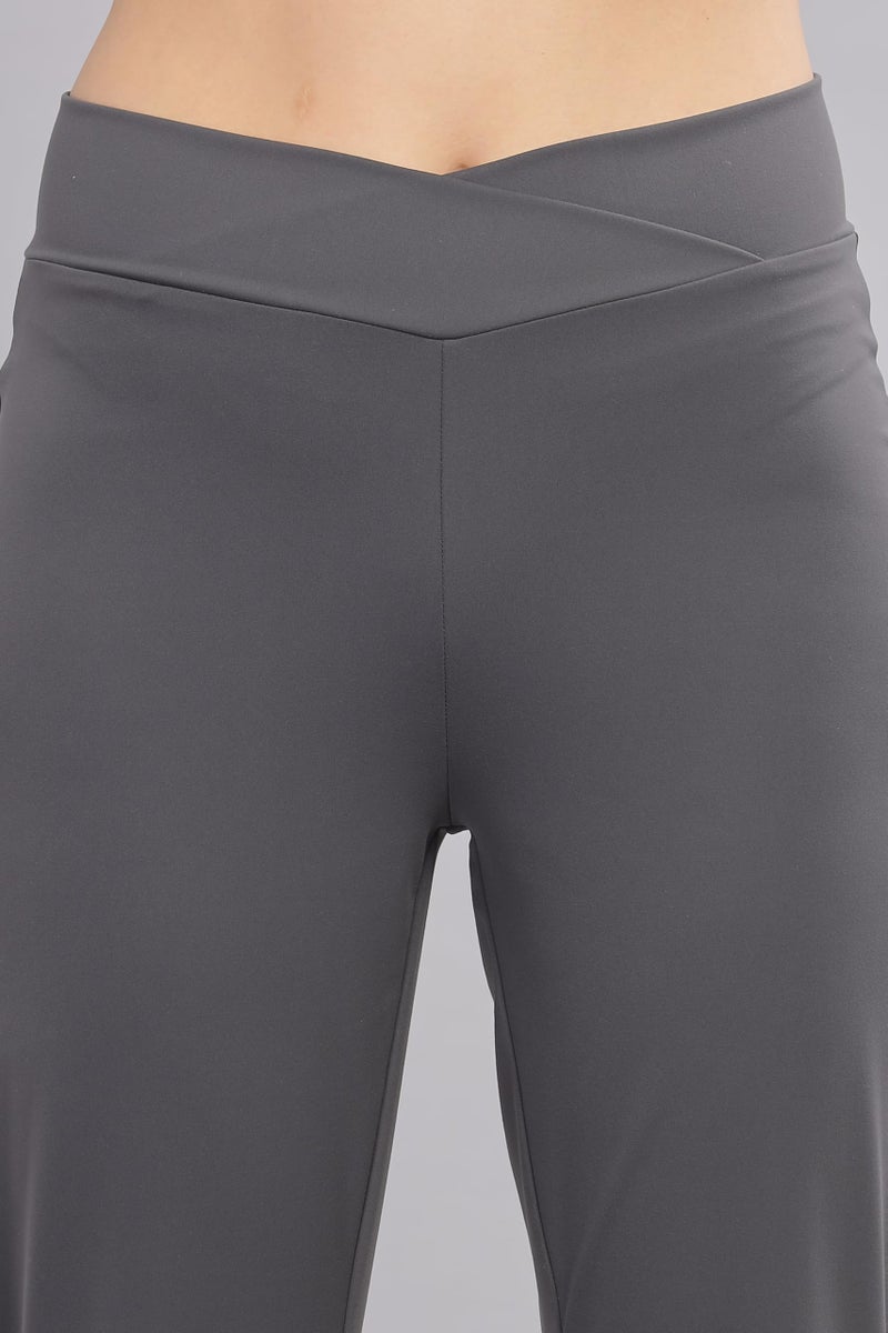 DOMIN8 Women's Relaxed Track Mid Rise Pants (AW24FES0WTG05DY_Dark Grey, Large - Image 4