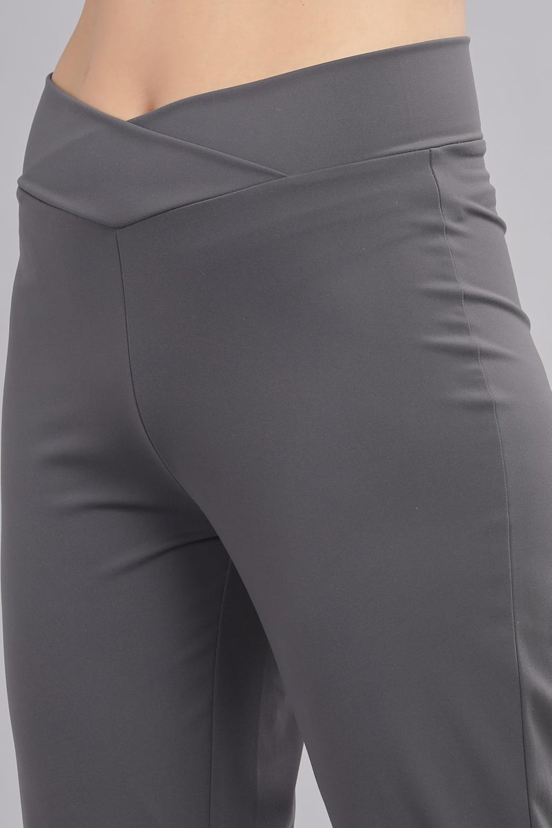 DOMIN8 Women's Relaxed Track Mid Rise Pants (AW24FES0WTG05DY_Dark Grey, Large - Image 5