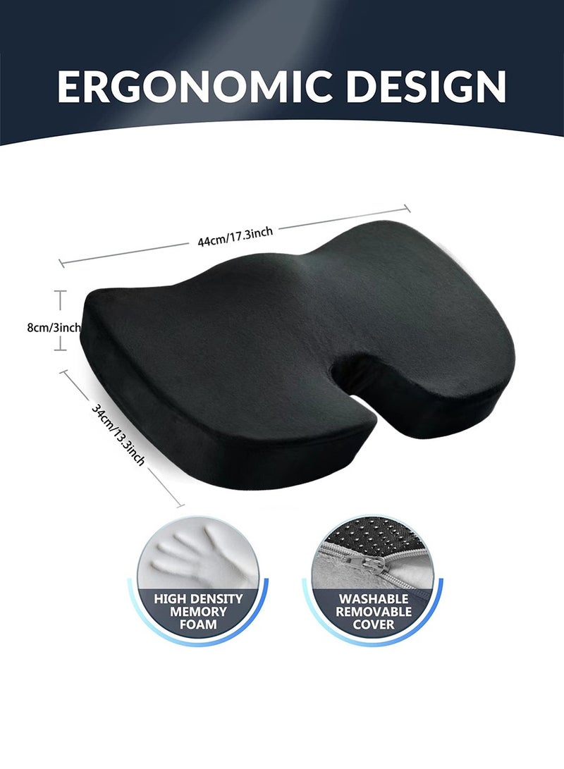 BEIRUI Premium Comfort Seat Cushion Non-Slip Orthopedic 100% Memory Foam Coccyx Cushion for Tailbone Pain Cushion for Office Chair Car Seat Back Pain & Sciatica Relief - Image 2