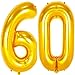 Jonhamwelbor 60 Number Balloons Gold Big Giant Jumbo Number 60 Foil Mylar Balloons for 60th Women Men Birthday Party Supplies 60 Anniversary Events Decorations - Image 4