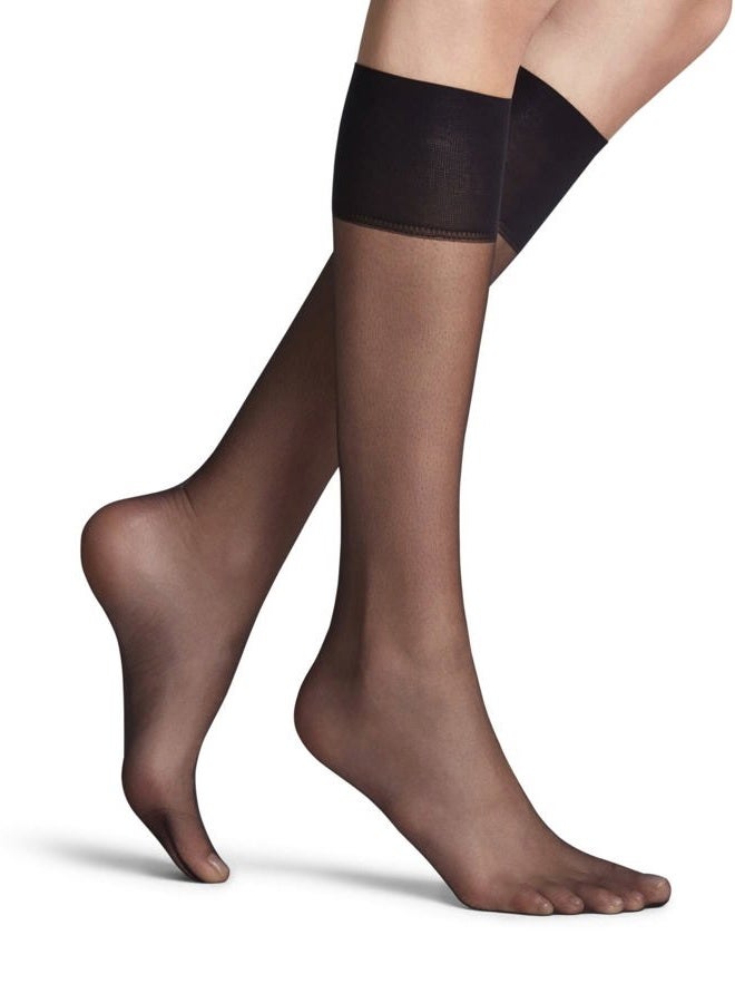 FALKE Women's Shelina 12 DEN Knee-High Pop Socks Long Ultra-Sheer With Light Shimmer And Soft Tops For A Gentle Grip On The Calf Fine Soft Yarn 1 Pair, Black 3009, 35.5-38 EU - Image 2