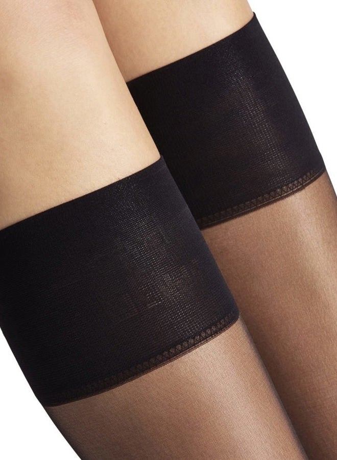 FALKE Women's Shelina 12 DEN Knee-High Pop Socks Long Ultra-Sheer With Light Shimmer And Soft Tops For A Gentle Grip On The Calf Fine Soft Yarn 1 Pair, Black 3009, 35.5-38 EU - Image 3