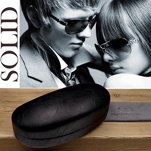 MyEyeglassCase Large Glasses Case hard shell - Durable Eyeglass Case Holder - Medium Sunglasses Case with Microfiber Pouch & Cleaning for men & women (AS113 Black) - Image 2