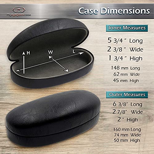 MyEyeglassCase Large Glasses Case hard shell - Durable Eyeglass Case Holder - Medium Sunglasses Case with Microfiber Pouch & Cleaning for men & women (AS113 Black) - Image 4