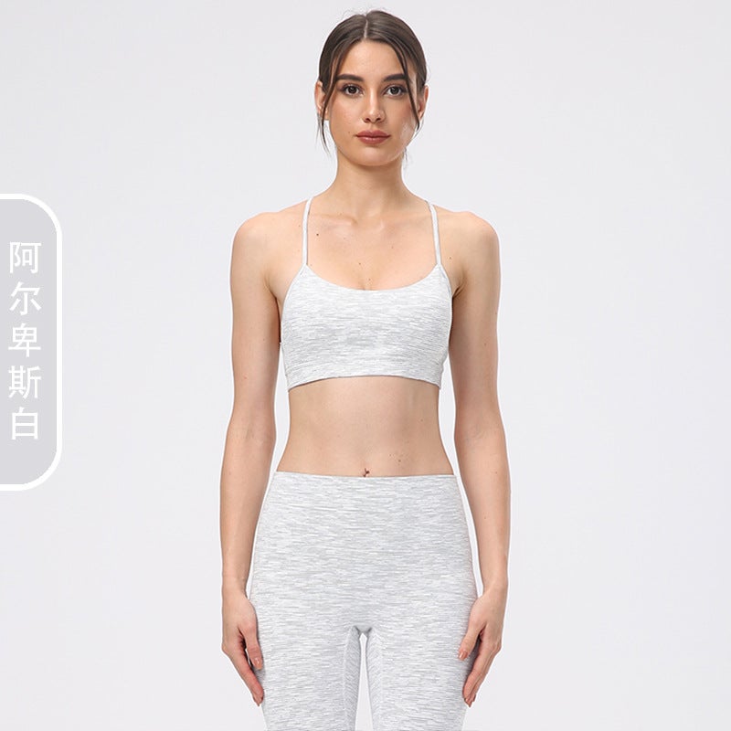 Sports Bra Shockproof Y-Back Fitness Top Summer Yoga Alpine White