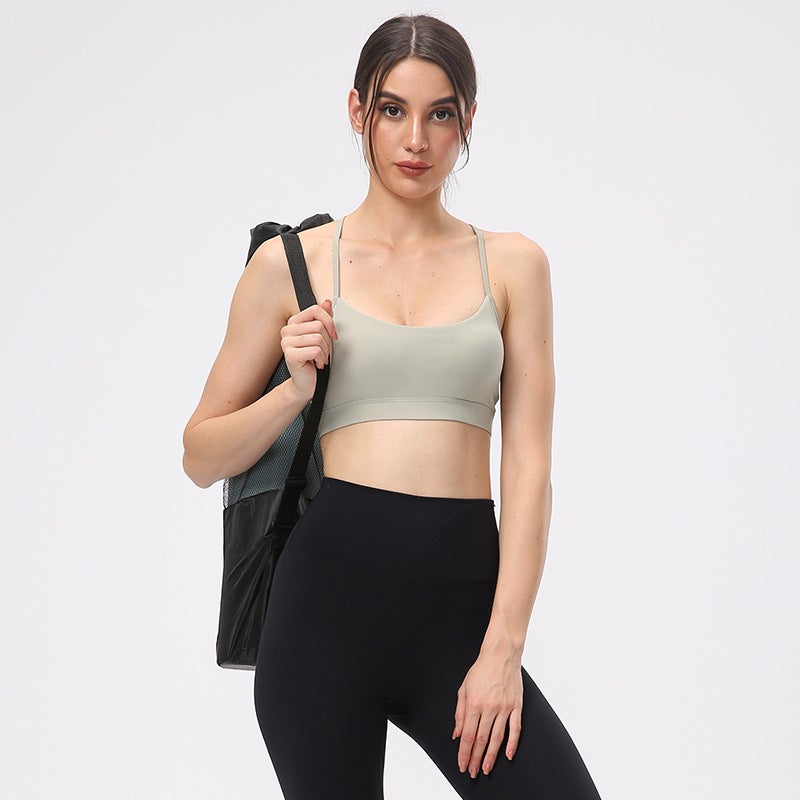 Sports Bra Shockproof Y-Back Fitness Top Summer Yoga Alpine White