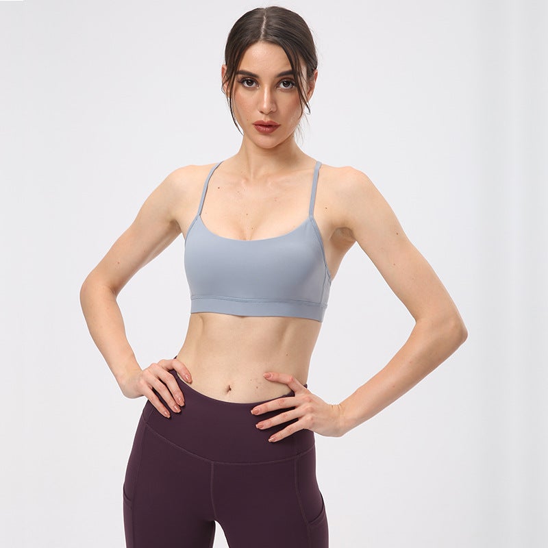 Sports Bra Shockproof Y-Back Fitness Top Summer Yoga Alpine White