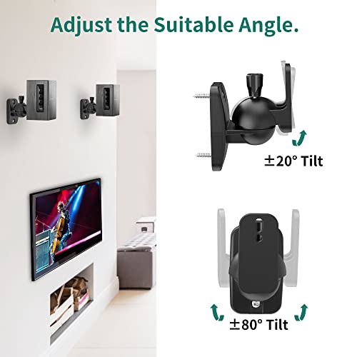 HomeMount Speaker Wall Mount Brackets - Surround & Bookshelf Speaker Wall Mounts Kit, Holds up to 8 lbs, 2 Pack, Black - Image 4