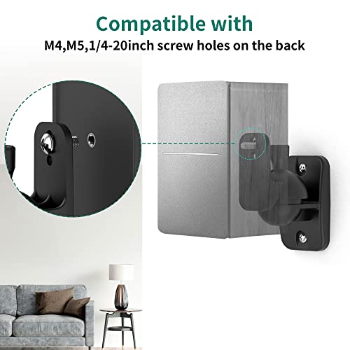 HomeMount Speaker Wall Mount Brackets - Surround & Bookshelf Speaker Wall Mounts Kit, Holds up to 8 lbs, 2 Pack, Black - Image 3