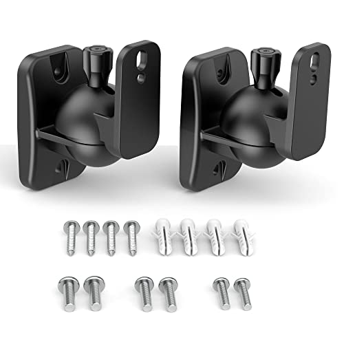 HomeMount Speaker Wall Mount Brackets - Surround & Bookshelf Speaker Wall Mounts Kit, Holds up to 8 lbs, 2 Pack, Black - Image 1