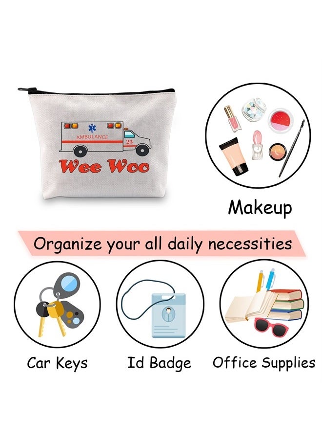 Funny EMT Paramedic Gift Wee Woo Makeup Travel Bag First Responders Gifts Ambulance Pouch Bag Gift for Nurse Doctor