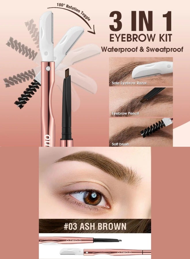 O.TWO.O O TWO O 3 IN 1 Eyebrow Pen with Eyebrow Scraper Brush Eyebrow Pencil 12g Waterproof Long Lasting Natural Look Makeup Tool - Image 1