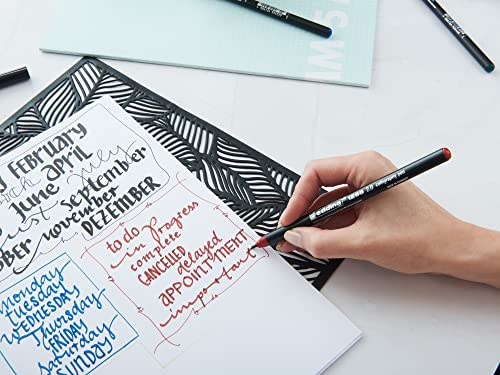 edding 1255 calligraphy pen - crimson lake - 3 pens - calligraphy nib 2 - 5 mm - fibre pens for paper, wood, terracotta, canvas - hand lettering, bullet journals, thank you cards, calligraphy books - Image 3