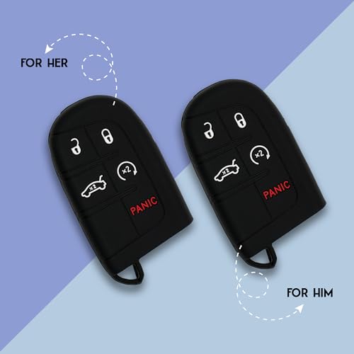 Autobase Silicone Key Fob Cover for Jeep Grand Cherokee Renegade Compass Dodge Challenger Charger Dart Durango Journey Chrysler 200 300 | Car Accessory | Key Protection Case (Black, 2 Pcs) - Image 4