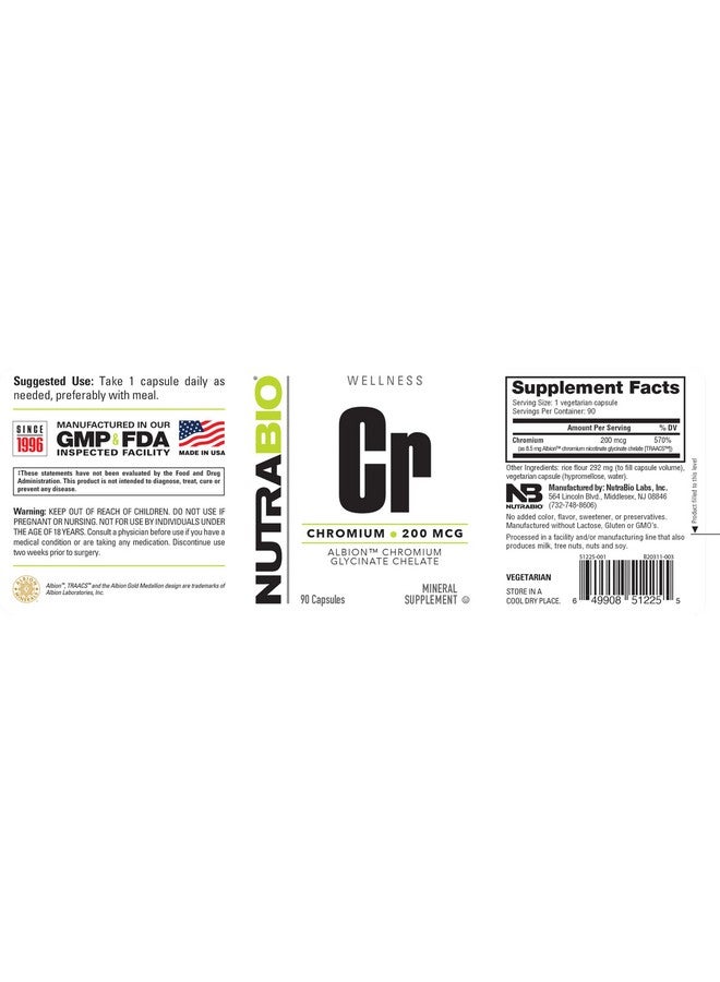 NutraBio Chelated Chromium GFT - 200 mcg - 90 Vegetable Capsules - Image 3