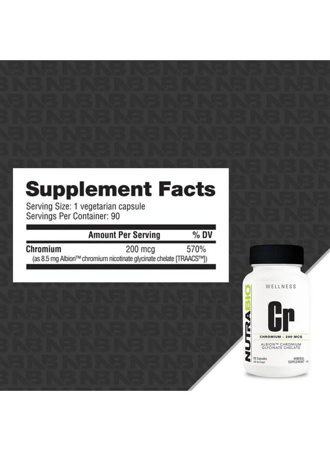 NutraBio Chelated Chromium GFT - 200 mcg - 90 Vegetable Capsules - Image 2