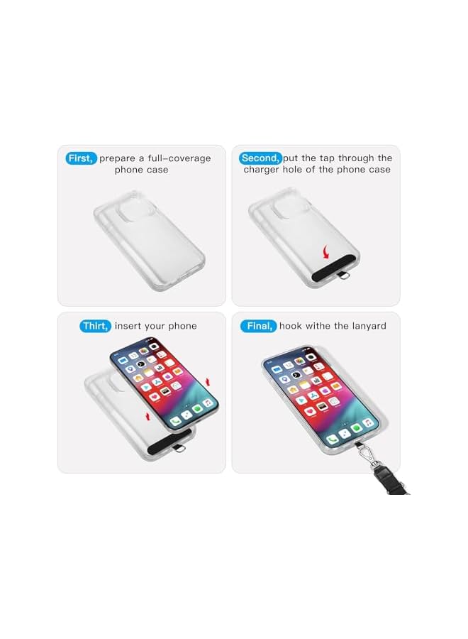 Green Tiger 4 Pack Phone Tether Pad Portable Phone Lanyard Tether Tab for Phone Lanyard Compatible with iPhone & All Smartphones Black, One Size - Image 2