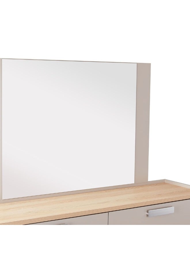 DANUBE HOME Cardano Dresser With Mirror Durable Vanity Table Dressing Makeup Desk With Storage Modern Design Bedroom Furniture L155Xw39Xh82Cm-Natural Oak/Champagne  - Image 5