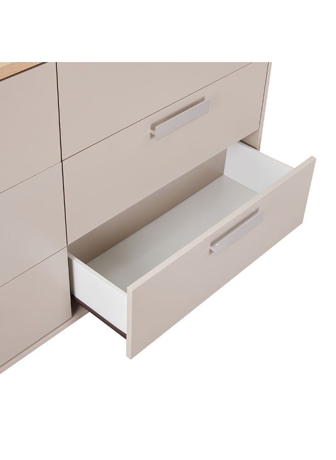 DANUBE HOME Cardano Dresser With Mirror Durable Vanity Table Dressing Makeup Desk With Storage Modern Design Bedroom Furniture L155Xw39Xh82Cm-Natural Oak/Champagne  - Image 2