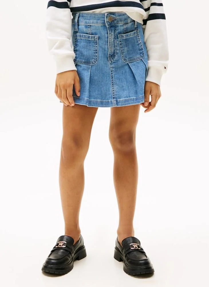 تومي هيلفيغر Kids Denim Pleated Skirt