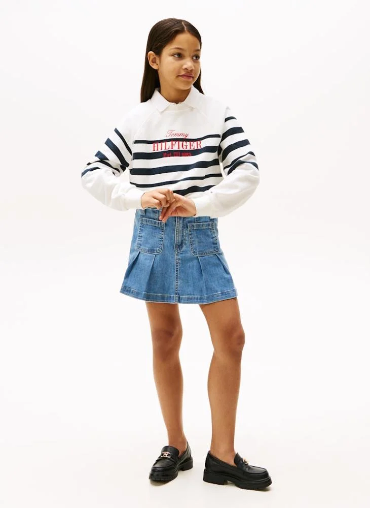TOMMY HILFIGER Kids Denim Pleated Skirt