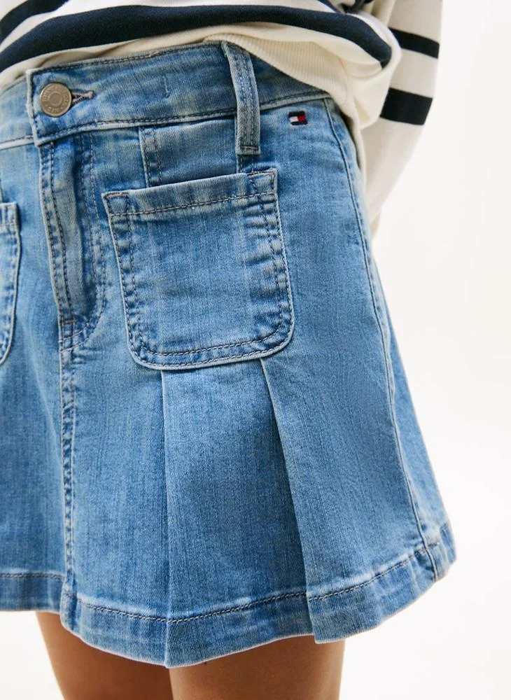 TOMMY HILFIGER Kids Denim Pleated Skirt