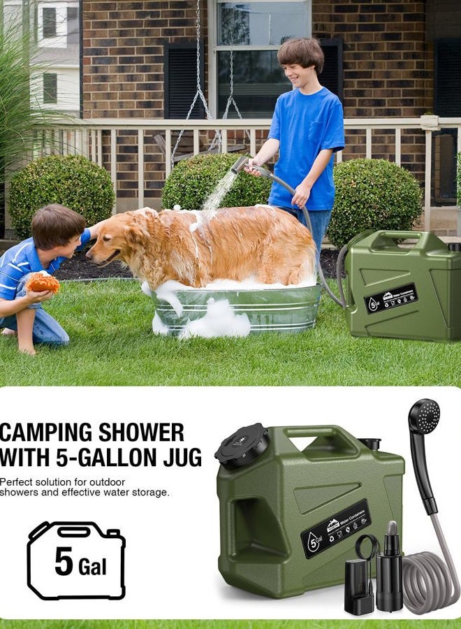 Widitn Portable Camping Shower With Water Jug, Electric Rechargeable Shower, 5-Gallon Food Grade Containers, Outdoor Camp Pump Storage Kit For Hiking Beach, Travel, Pet Bath - Image 2