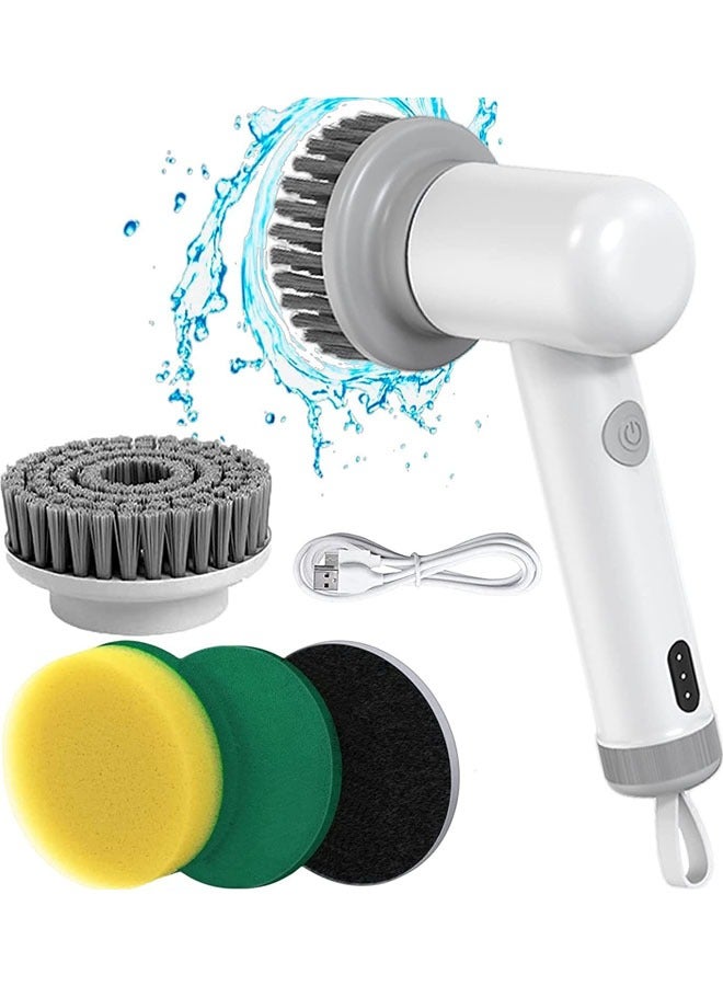 AL RAID Electric Spin Scrubber, Cordless Electric Cleaning Brush for Bathroom, 2 Rotating Speeds, 4 Replaceable Brush Heads, Portable Handheld Scrubber for Cleaning Kitchen, Dish, Bathtub, Sink, Wall - Image 1