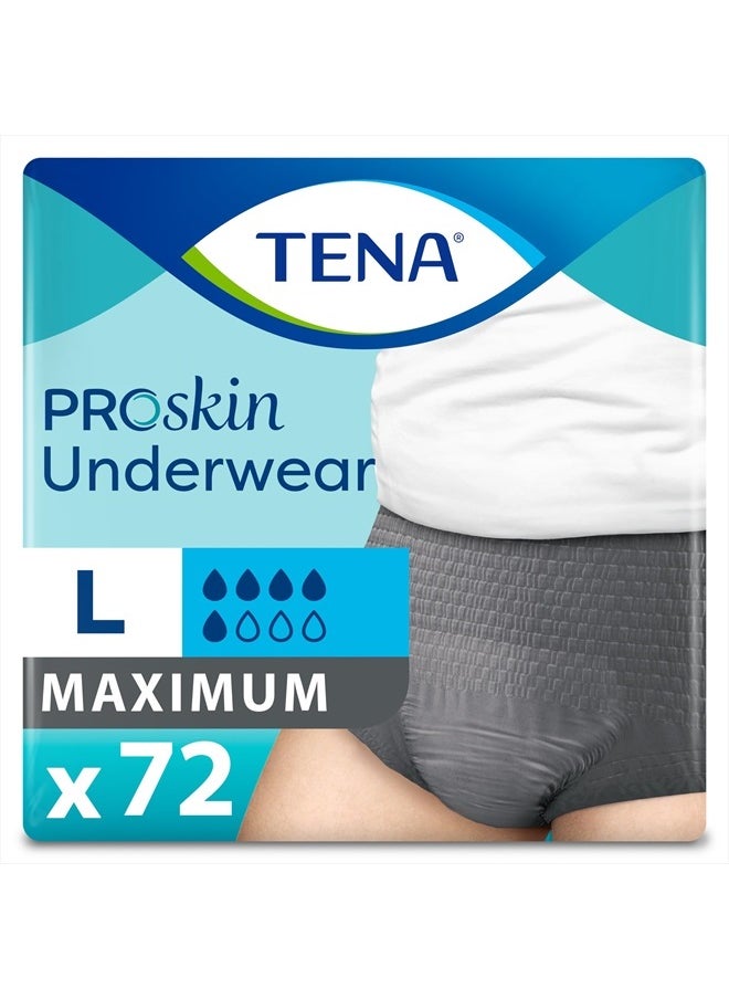 Tena Incontinence Underwear for Men, Maximum Absorbency, ProSkin - Large - 72 Count  - Image 1