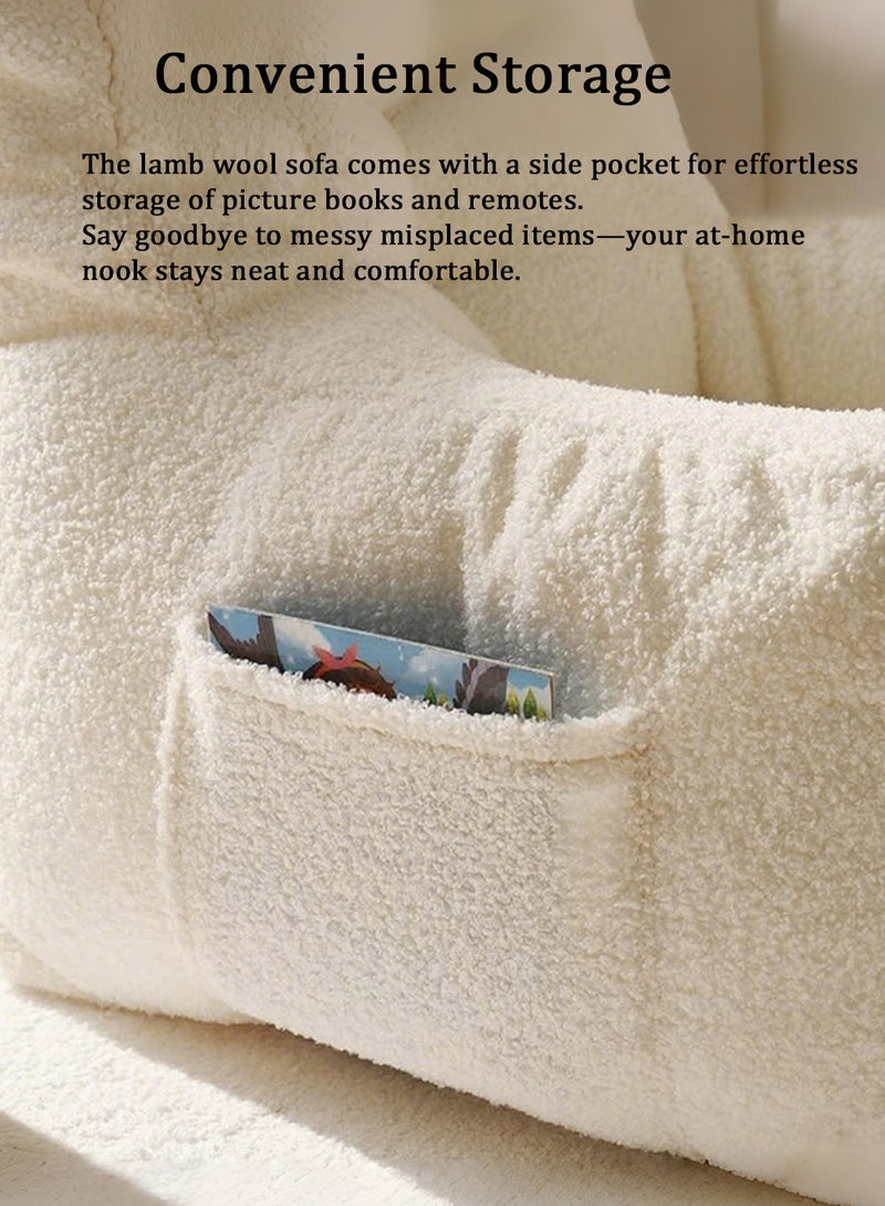 EzzySo Fluffy Lamb Wool Sofa Super Soft Faux Cashmere Comfort Chair with Storage Pocket Easy Wash Compact for Kids and Living Room - Image 5