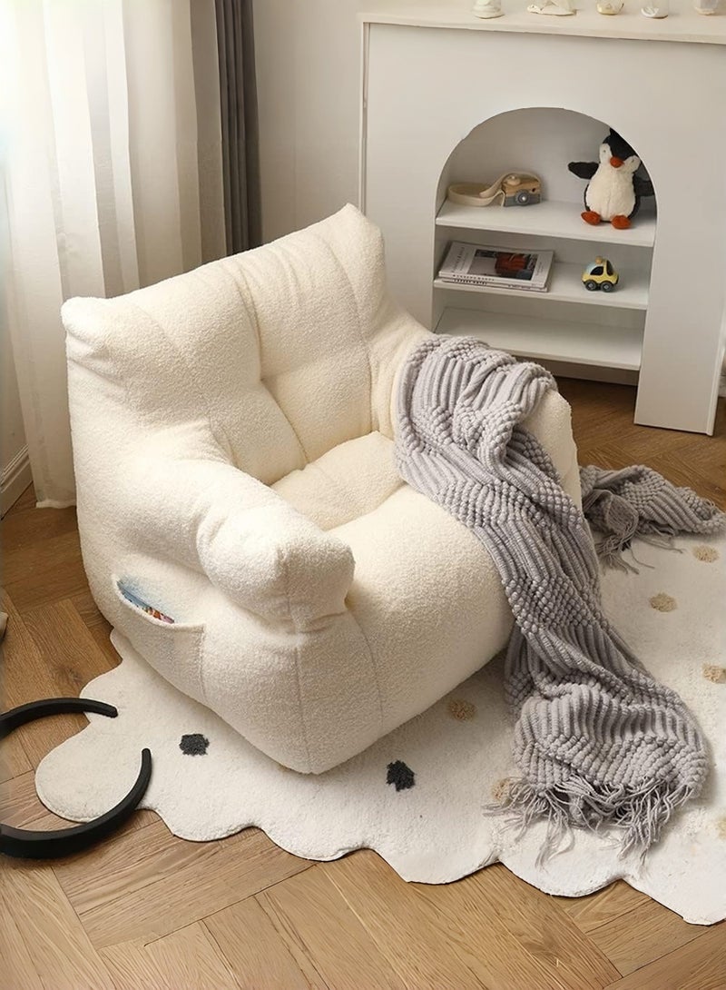 EzzySo Fluffy Lamb Wool Sofa Super Soft Faux Cashmere Comfort Chair with Storage Pocket Easy Wash Compact for Kids and Living Room - Image 2