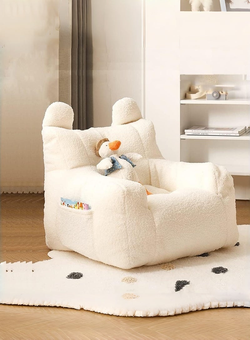 EzzySo Fluffy Lamb Wool Sofa Super Soft Faux Cashmere Comfort Chair with Storage Pocket Easy Wash Compact for Kids and Living Room - Image 1