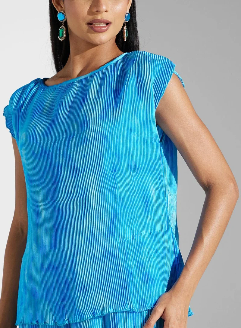 سنوار بلوزة محبوكة بياقة دائرية