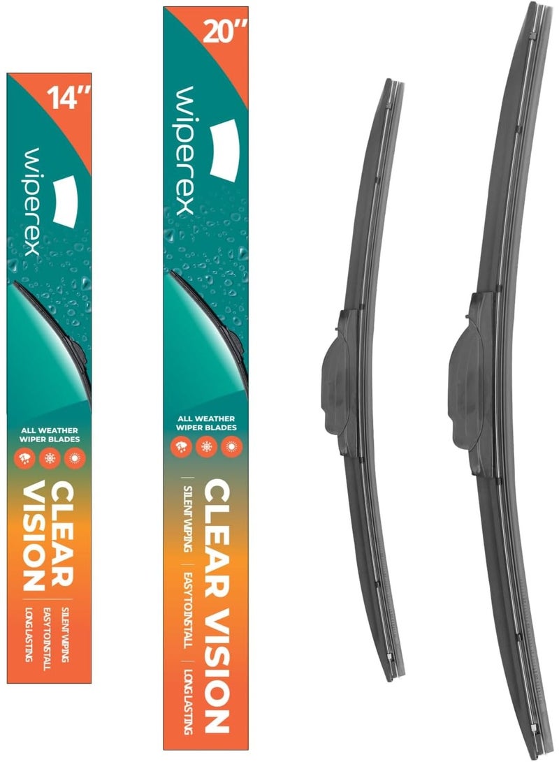 ويبيركس WiperEX 20" + 14" Wiper Blades – Silent, Streak-Free, Anti-Lift, Durable Natural Rubber Pair (Pack of 2) - Image 1