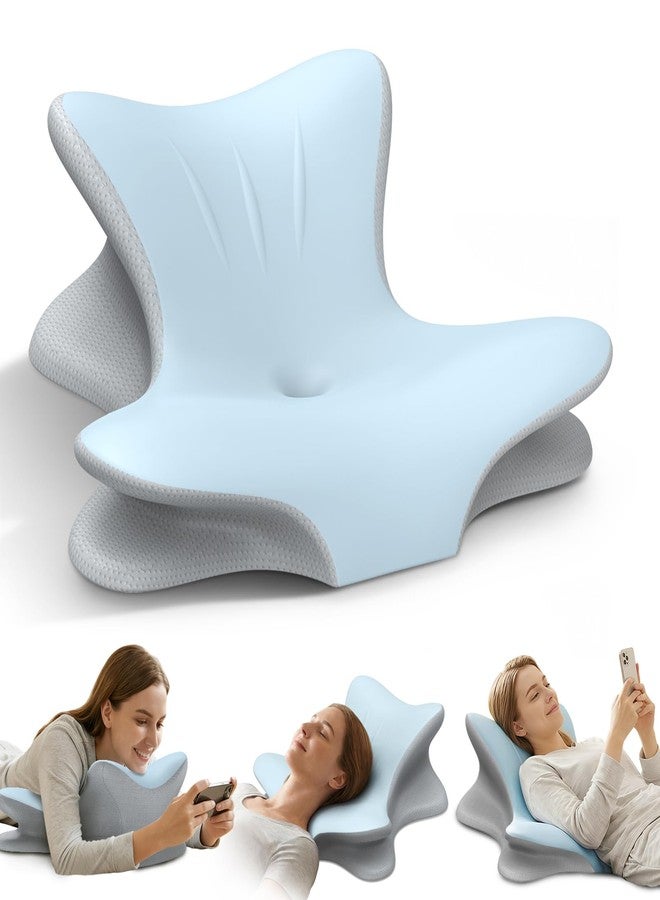 Tujami Cervical Neck Pillow for Pain Relief, Ergonomic Reading Pillow for Bed, Orthopedic Wedge Pillow Back Support Pillow, Contour Memory Foam Pillows for Sleeping, Couch Floor Use Lying, Leaning Reading - Image 1
