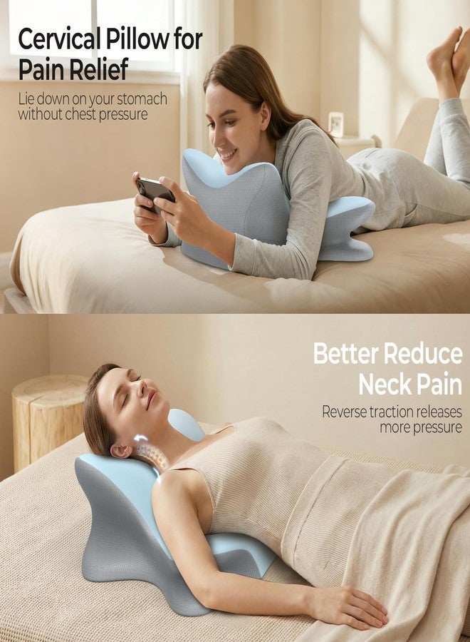 Tujami Cervical Neck Pillow for Pain Relief, Ergonomic Reading Pillow for Bed, Orthopedic Wedge Pillow Back Support Pillow, Contour Memory Foam Pillows for Sleeping, Couch Floor Use Lying, Leaning Reading - Image 2